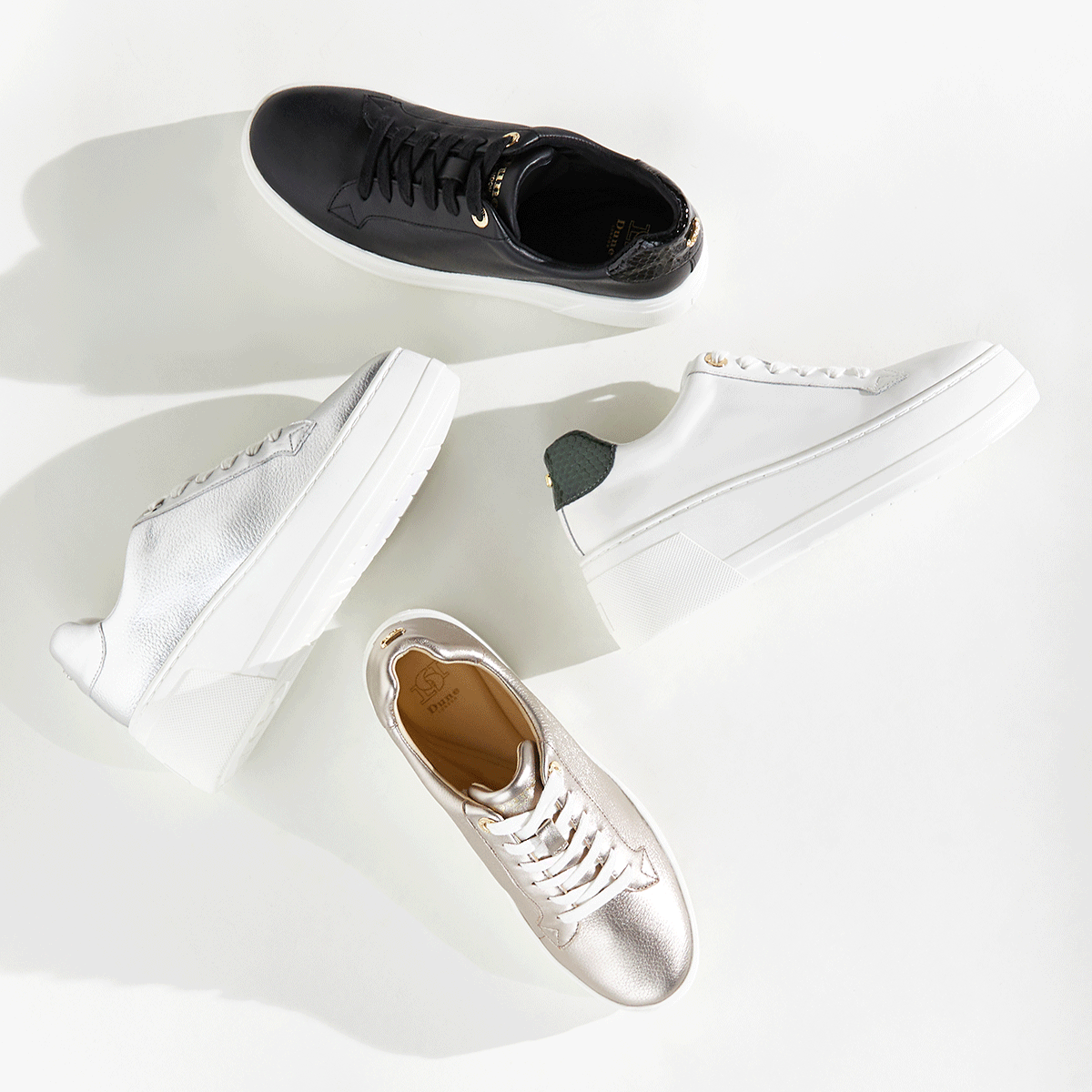 Dune silver trainers hot sale